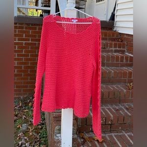 Westport Croqueted Sweater Long Sleeve W/ Open Scalloping On Sleeves Size Large